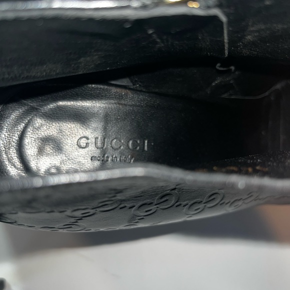 GUCCI GG Monogram Black Leather Pointed Toe Bootie, Made in Italy, size 8.5B - Picture 6 of 8